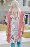 Open Front Wild Rose Floral Animal Print Kimono Cardigan Cover-ups