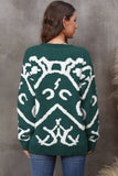 Contrast Ribbed Trim Drop Shoulder Sweater