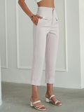 Buttoned  Elastic Detail Cuffed Pants