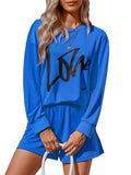 Women's letter printed loose Shorts Set
