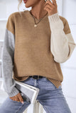Contrast Side Slit Hooded Sweater