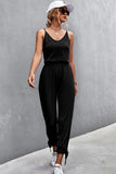 Spaghetti Strap Tie Cuff Jumpsuit