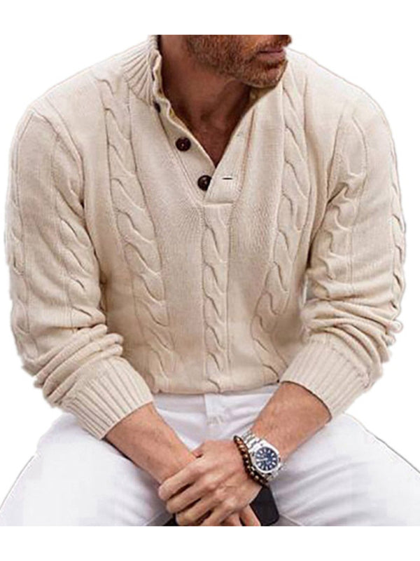 Men'S Standing Collar Long-Sleeved Pullover Sweater