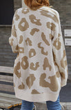 Long Pocket Knit Cardigan Leopard Print Fall/Winter Sweater Jacket