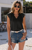 Women's Sleeveless V Neck Shirt With Cut Out Stitching