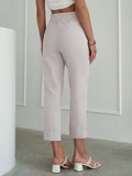 Buttoned  Elastic Detail Cuffed Pants