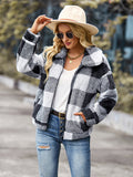 Women's Plaid Plush long sleeved jacket