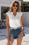 Women's Sleeveless V Neck Shirt With Cut Out Stitching