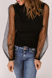 Dotted Mesh Balloon Sleeve Top
