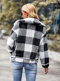Women's Plaid Plush long sleeved jacket