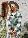 Women's Plaid long sleeve shirt casual coat