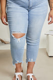 Judy Blue Isla Full Size Destroyed Hem Boyfriend Jeans