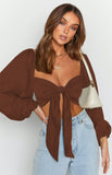 Women's Sexy Square Neck Tie Long Sleeve Top Chiffon Shirt