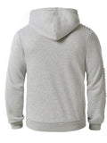 Men's Quilted Pleated Solid Color Sports Casual Hooded Pullover Sweater