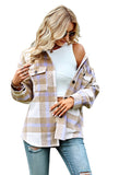 Women's Plaid long sleeve shirt casual coat