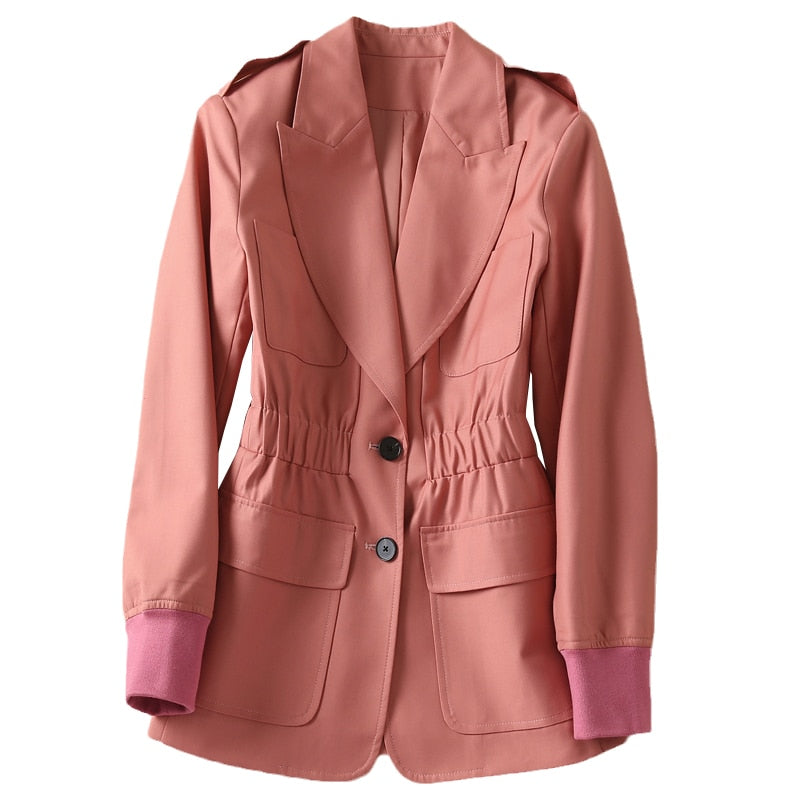 Vintage Elegant Long Sleeve Button Lapel Suit Tops  Casual  Jacket