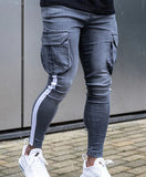 Casual Skinny Denim  Pocket Zipper Slim Fit Hole Shredded Long Pants