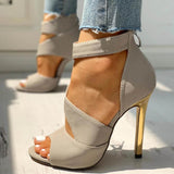 NEW Thin Heels Women Summer Thin High Heels Zipper Peep Toe Sandals Office Hollow Out Sandals Shoes Woman High Heels