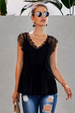 Lace Capped Sleeve Lined Top