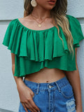 Ruffled Off-Shoulder Cropped Top