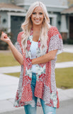 Open Front Wild Rose Floral Animal Print Kimono Cardigan Cover-ups