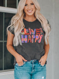 LIVE HAPPY Floral Graphic Tee