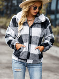 Women's Plaid Plush long sleeved jacket