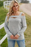 Heathered Cold-Shoulder Long Sleeve Top