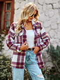 Women's Plaid long sleeve shirt casual coat