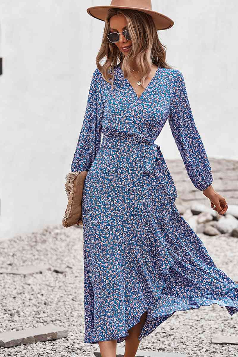 Floral Wrap Tied Swing Maxi Dress