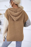 Contrast Side Slit Hooded Sweater