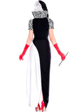 halloween black and white witch yin yang clown costume