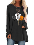 Women's Halloween personalized print loose Long Sleeve T-Shirt Top