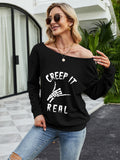 Women's Slanted Shoulder Printed Casual Top