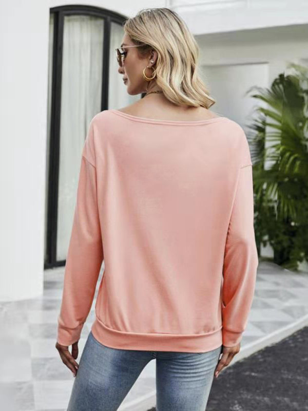 Women's Slanted Shoulder Printed Casual Top