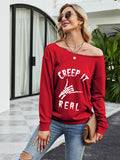 Women's Slanted Shoulder Printed Casual Top