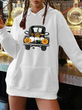 Women's Halloween print pullover hooded sweatshirt