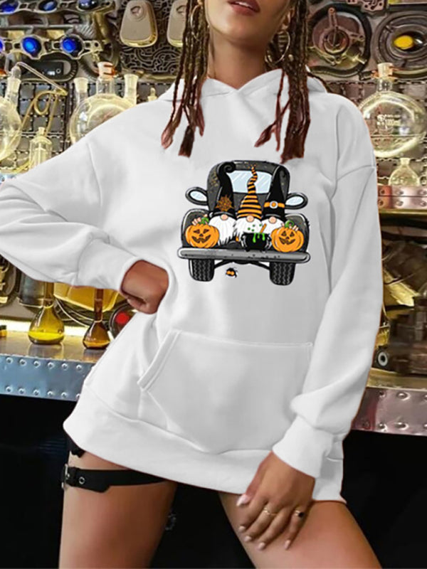 Women's Halloween print pullover hooded sweatshirt