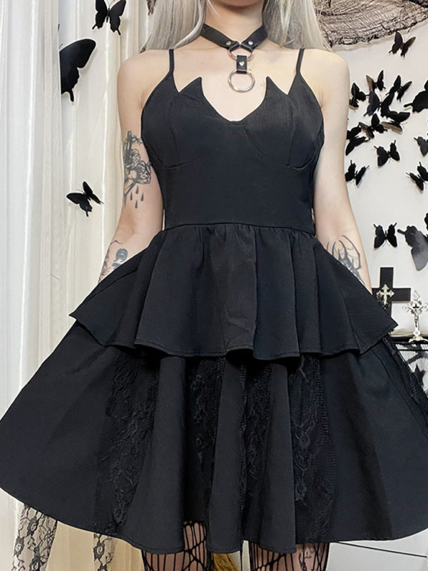 Women'S High Low Ruffle Sling Cropped Party Dress