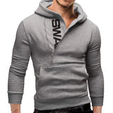 Men Sports Slant Zipper Long Sleeve Sweatshirt