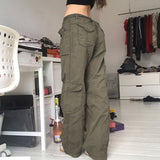 Retro wide leg  low waist loose casual trousers