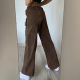Retro wide leg  low waist loose casual trousers