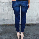 Denim Skinny  Ripped Destroyed Pleated Stretch Jeans